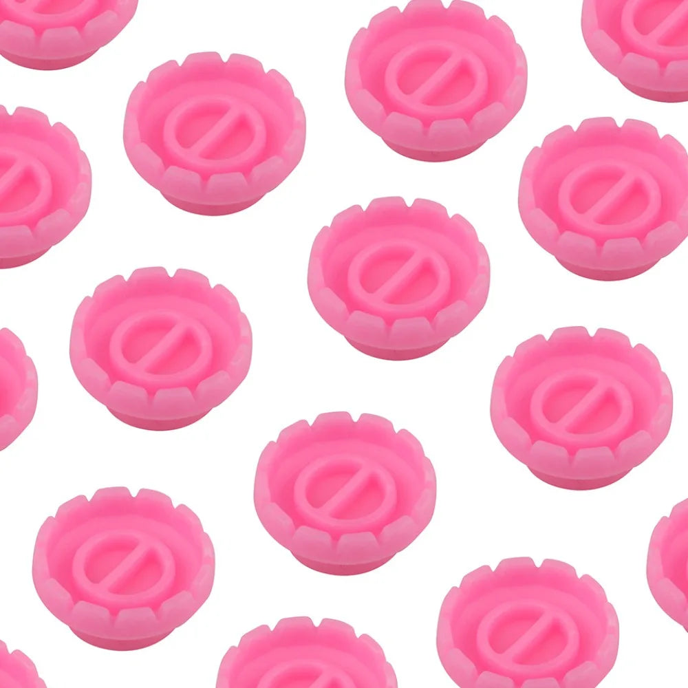 100-Pack Disposable Eyelash Glue Ring Holders – Pink & Clear Lash Glue Ring Holder QXL