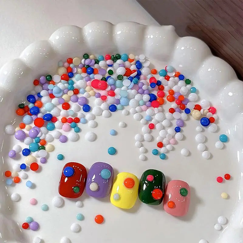 100-Pc 3D Resin Polka Dot Nail Charms | Summer Nail Art Decor 3D Nail Charms QXL
