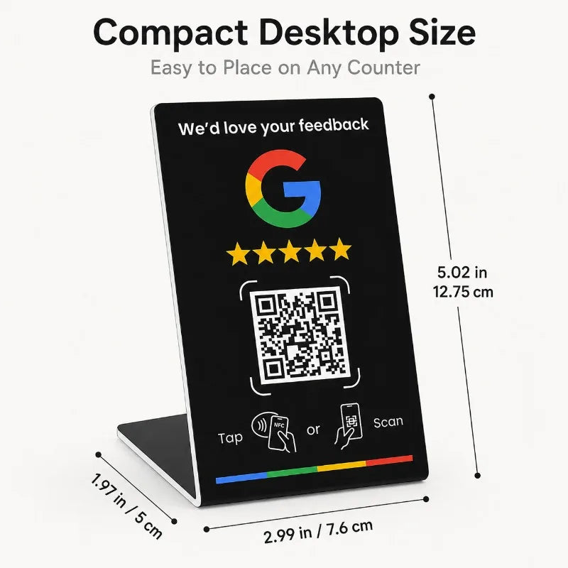NFC Review Card Stand | NTAG215 Chip & Dynamic QR Code NFC Review Stand QXL
