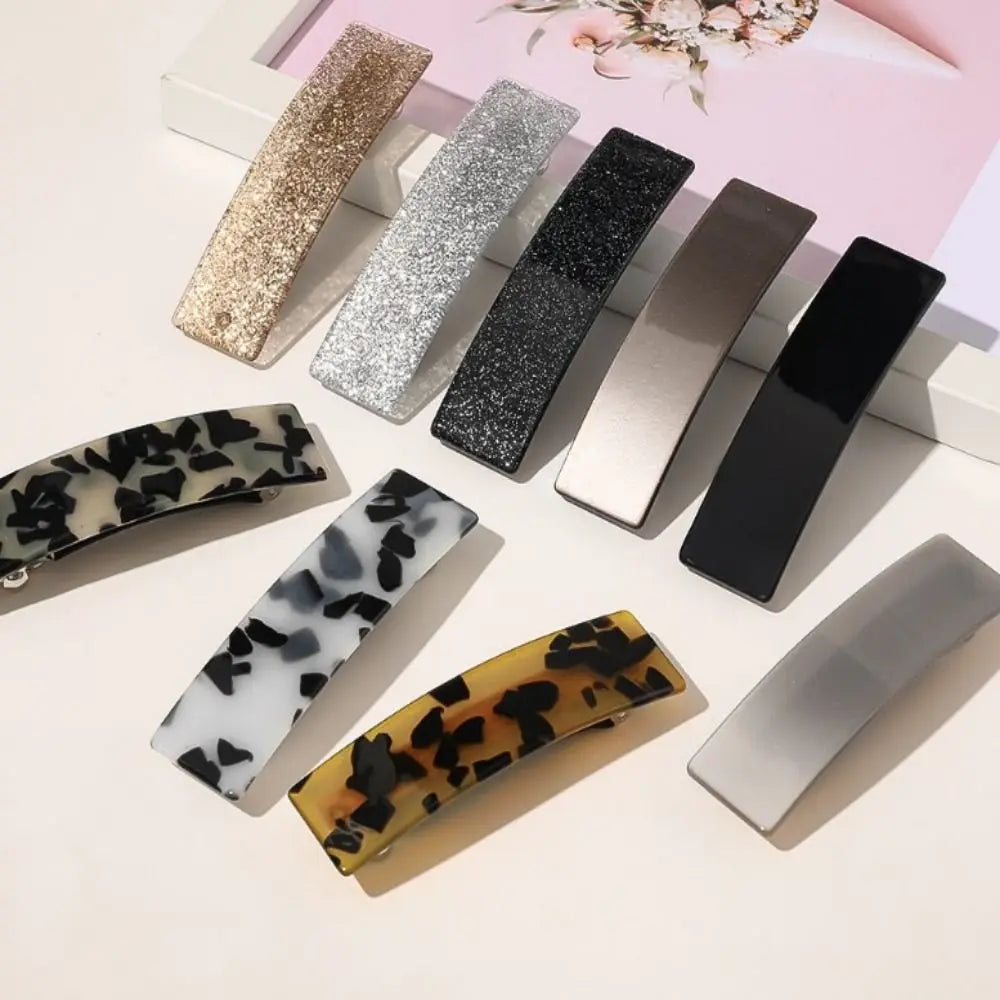Large Acetate French Barrette Hair Clip | Square Gripper Hair Barrette Clip QXL