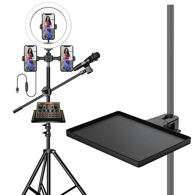 Mic Stand Soundcard Tray Clip Holder for Tripod Bracket Mic Stand Accessory QXL