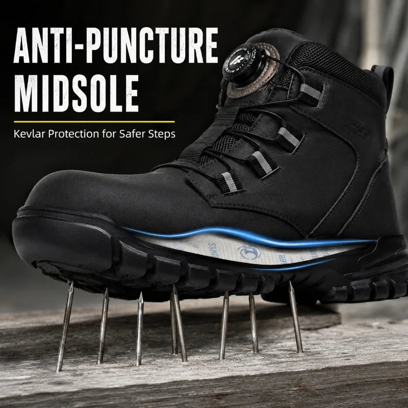 Men's Steel Toe Safety Work Boots | Anti-Puncture Non-Slip Safety Work Boots QXL