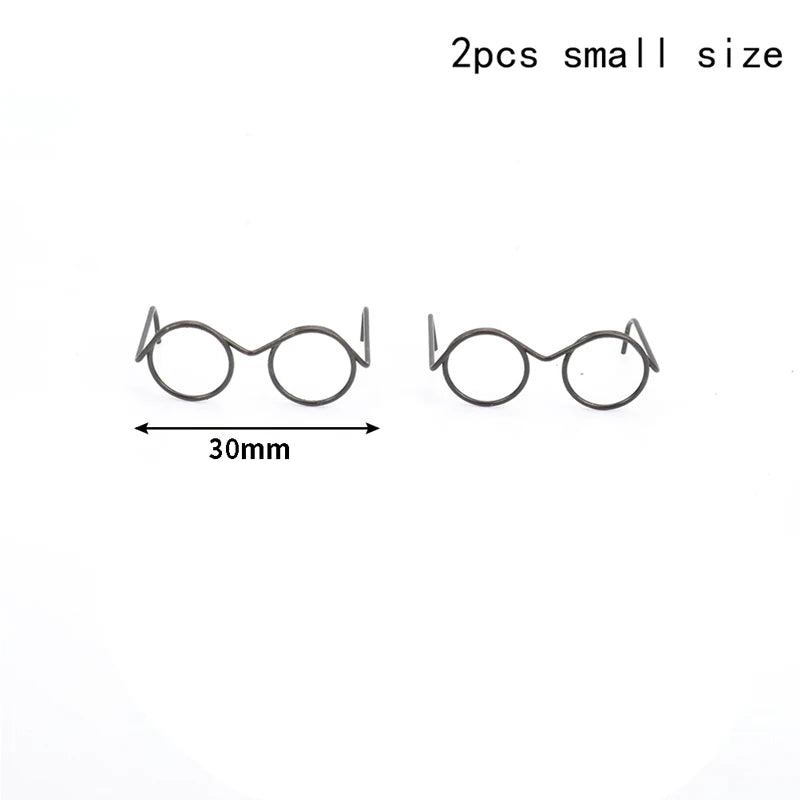2-Pack Retro Round Lensless Alloy Glasses for BJD 1/6 Dolls Doll Accessories QXL A