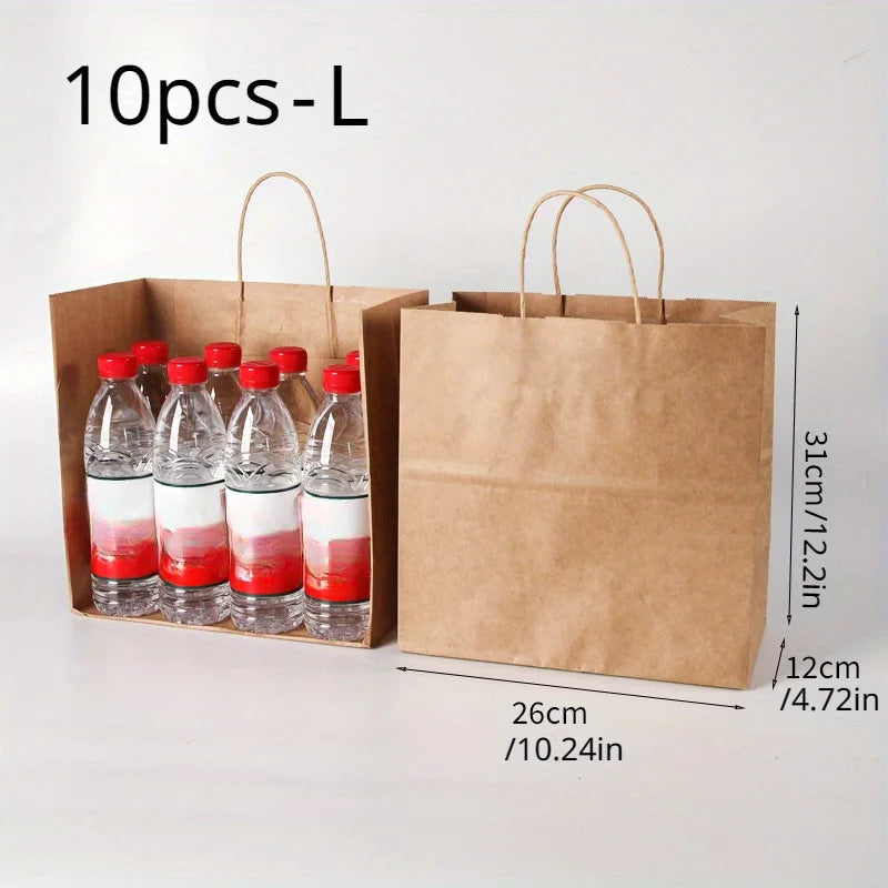 Kraft Brown Paper Gift Bags with Handles | Bulk Assorted Sizes Kraft Paper Gift Bags QXL L