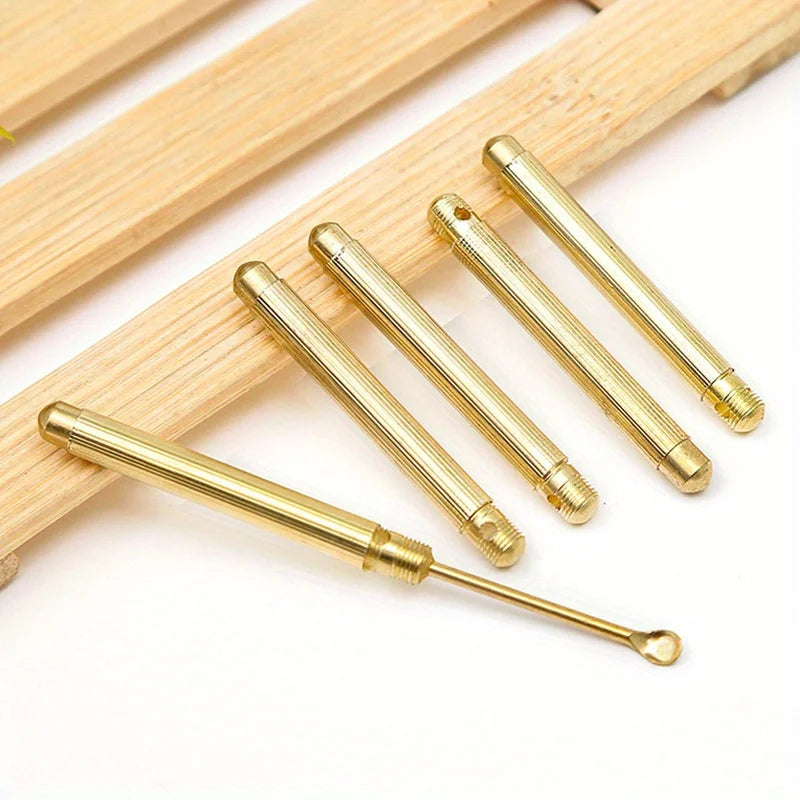 Golden Folding Ear Spoon Keychain | Metal Ear Pick Tool Ear Cleaning Tool QXL