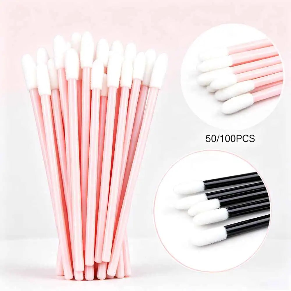 300/500-Pack Disposable Hollow Lip Brush Wands | Nylon Tips Disposable Lip Brush QXL