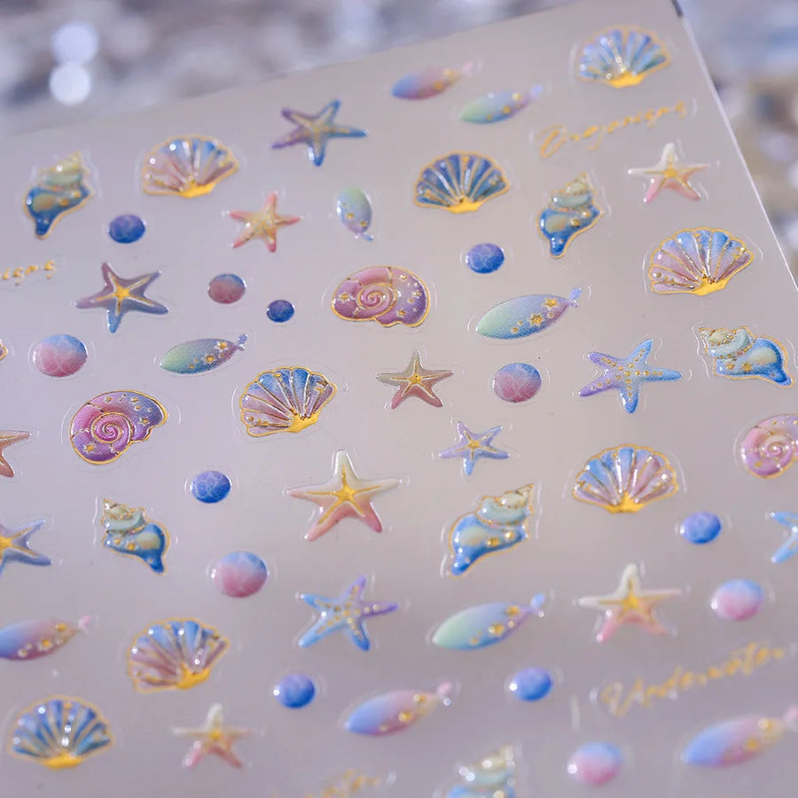 5D Ocean Nail Art Stickers – Jellyfish, Stars & Summer Decals Nail Art Stickers QXL