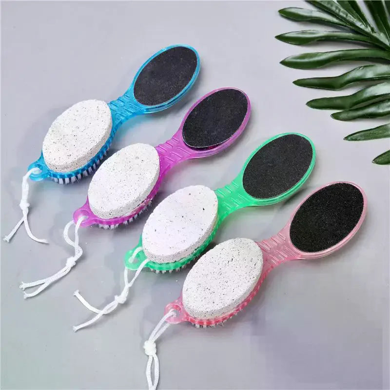 4-in-1 Foot Brush with Pumice Stone, File & Nail Brush Pedicure Foot Tool QXL
