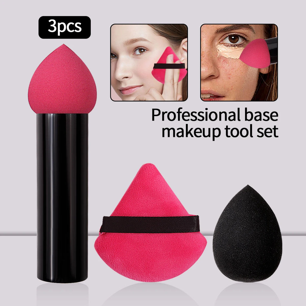 3-Piece Sponge Makeup Brush Set – Concealer, Smudge & Puff Sponge Makeup Brush Set QXL