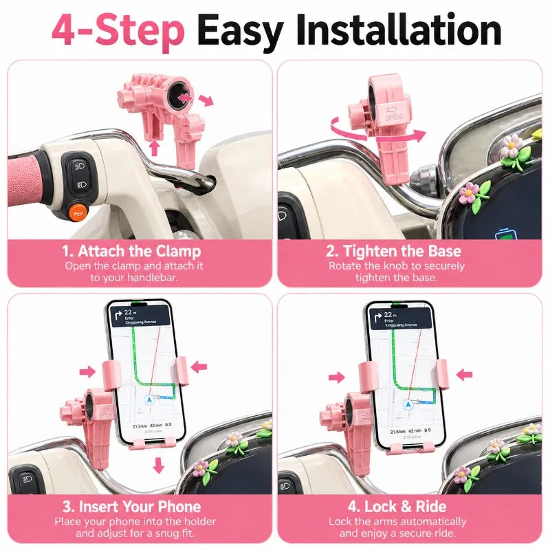 Scooter Phone Holder with Sun & Rain Cover | Handlebar Mount Handlebar Phone Mount QXL