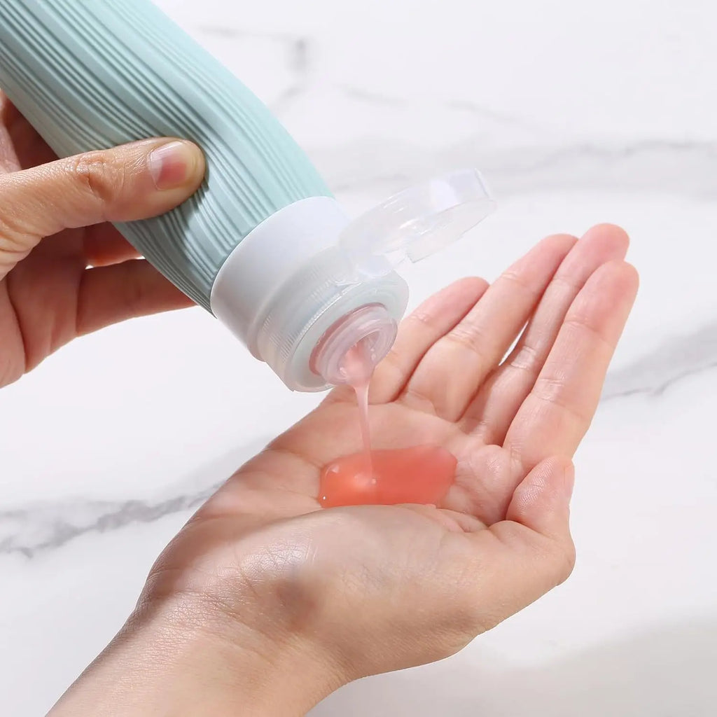 4-Pack 90ml Leak-Proof Silicone Travel Bottles + Toiletry Bag Silicone Travel Bottles QXL