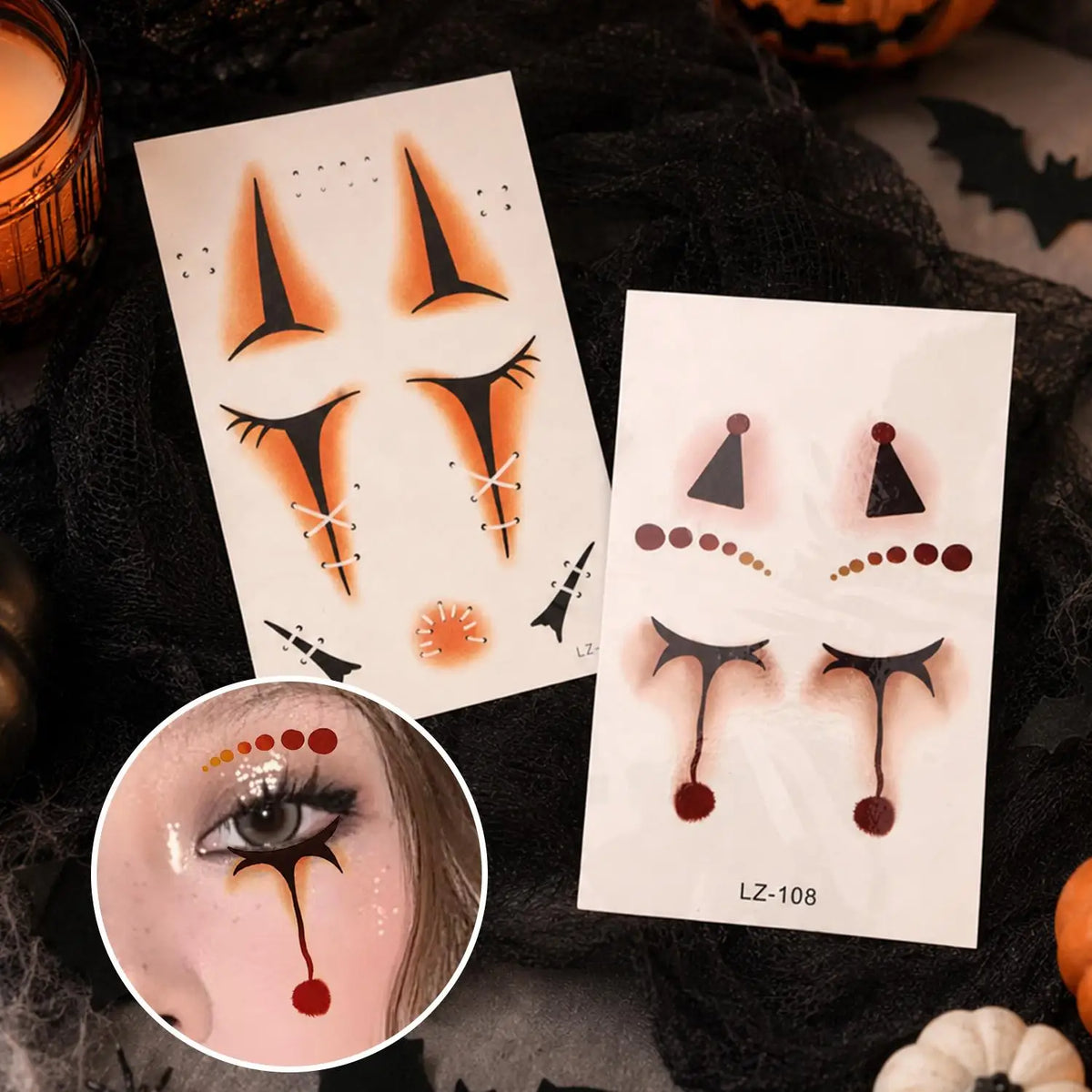 Halloween Joker Clown Temporary Face Tattoo Sticker Waterproof Temporary Face Tattoo QXL