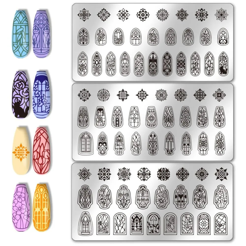 3-Piece Glass Window Nail Stamping Plates | 79 Patterns Nail Stamping Plates QXL AECH04-13127