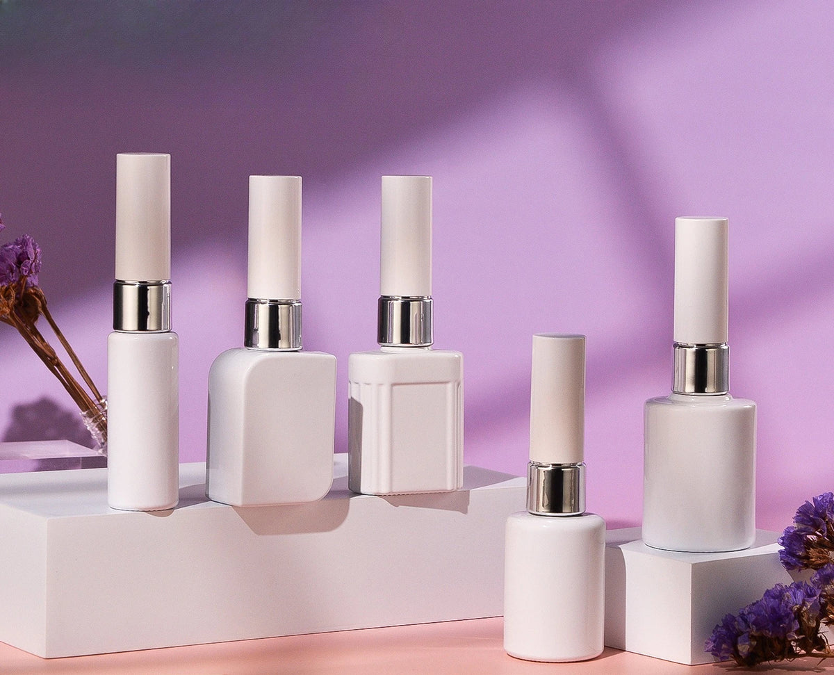 White Glass Empty Nail Polish Bottles 8ml 10ml 15ml with Brush Nail Polish Bottle QXL
