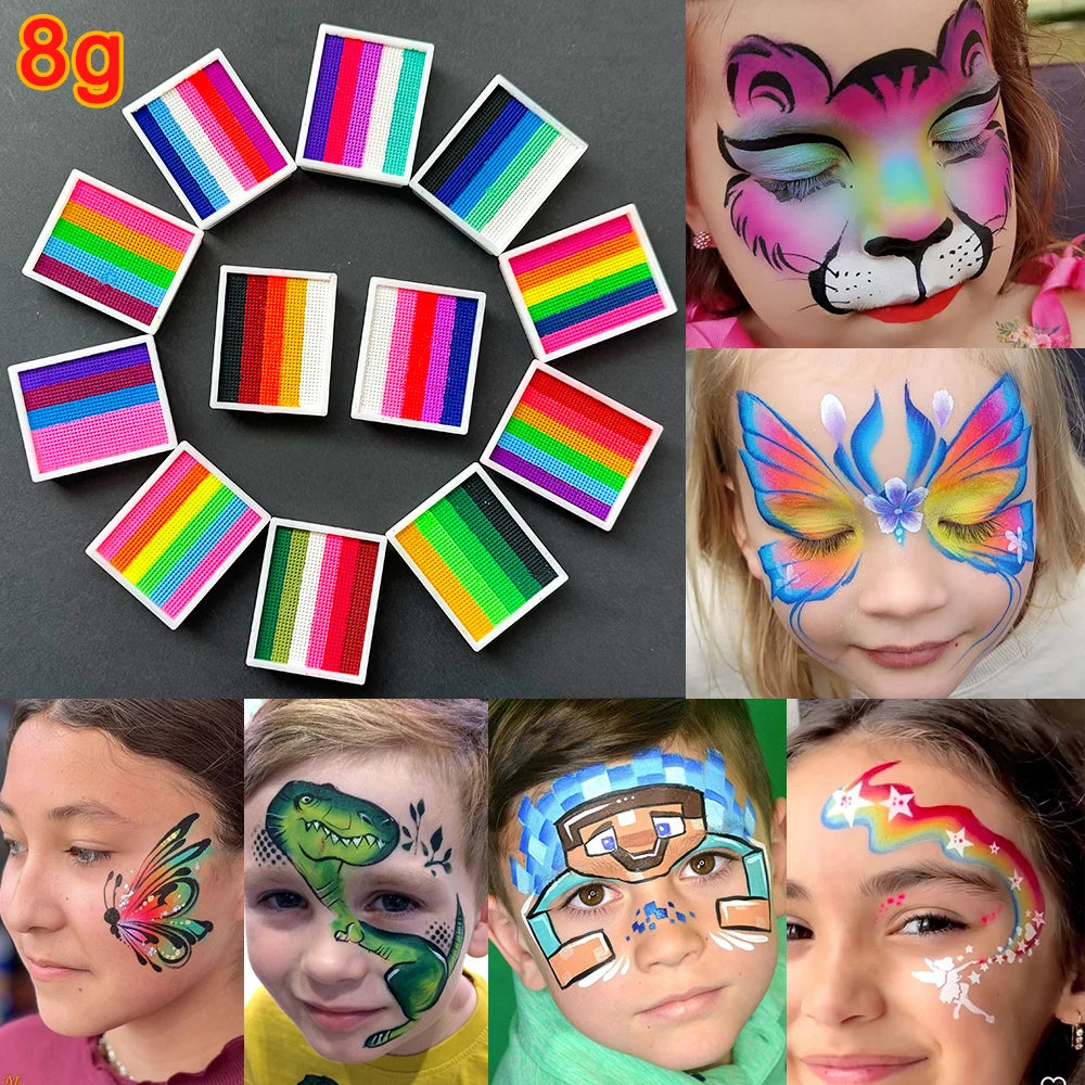 Split Cake Face & Body Paint – Neon Fluorescent Water-Based 8g Face & Body Paint QXL