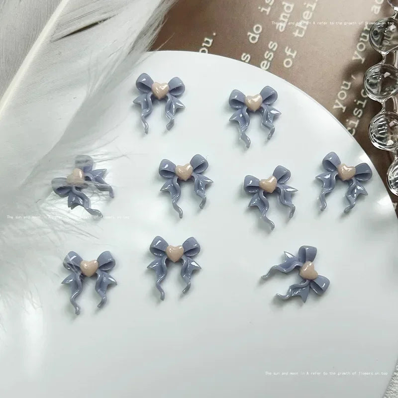 20-Pc 3D Luminous Nail Charms | Flower Butterfly Bow Resin Set Nail Art Charms QXL