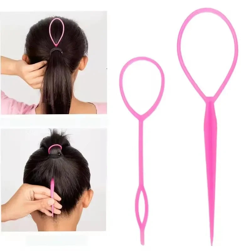 Pink Hair Styling Set – Tail Comb, Band Cutter & Braid Kit Hair Styling Kit QXL