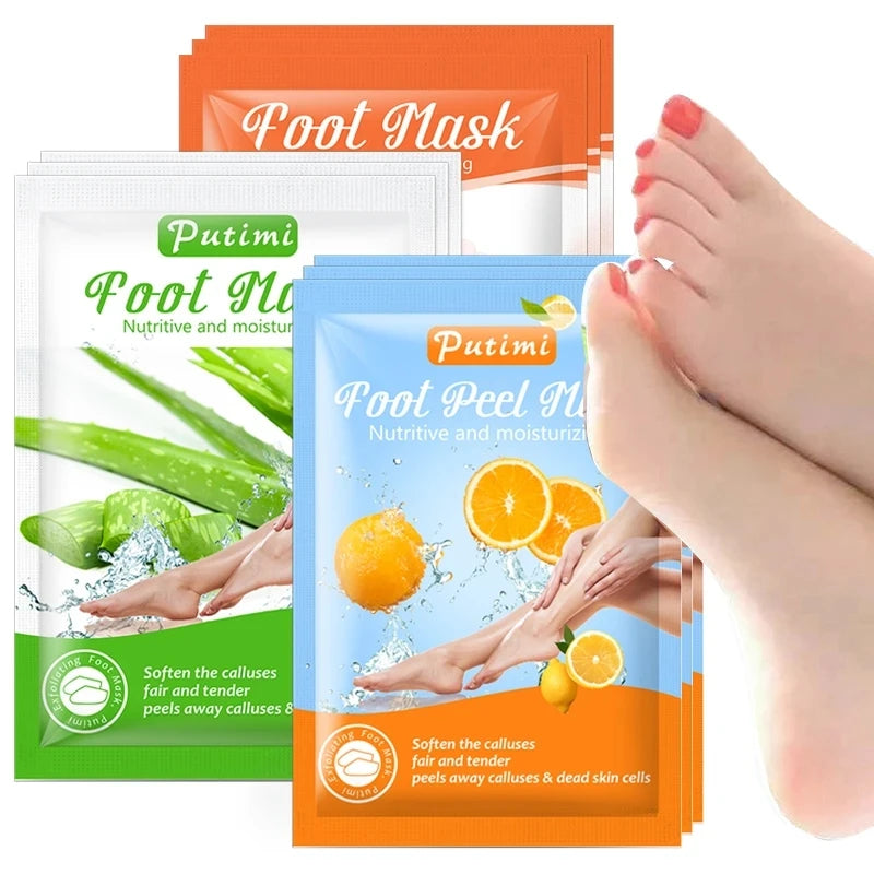 6-Pack Exfoliating Foot Peel Mask | Dead Skin Remover Spa Socks Foot Peel Mask QXL