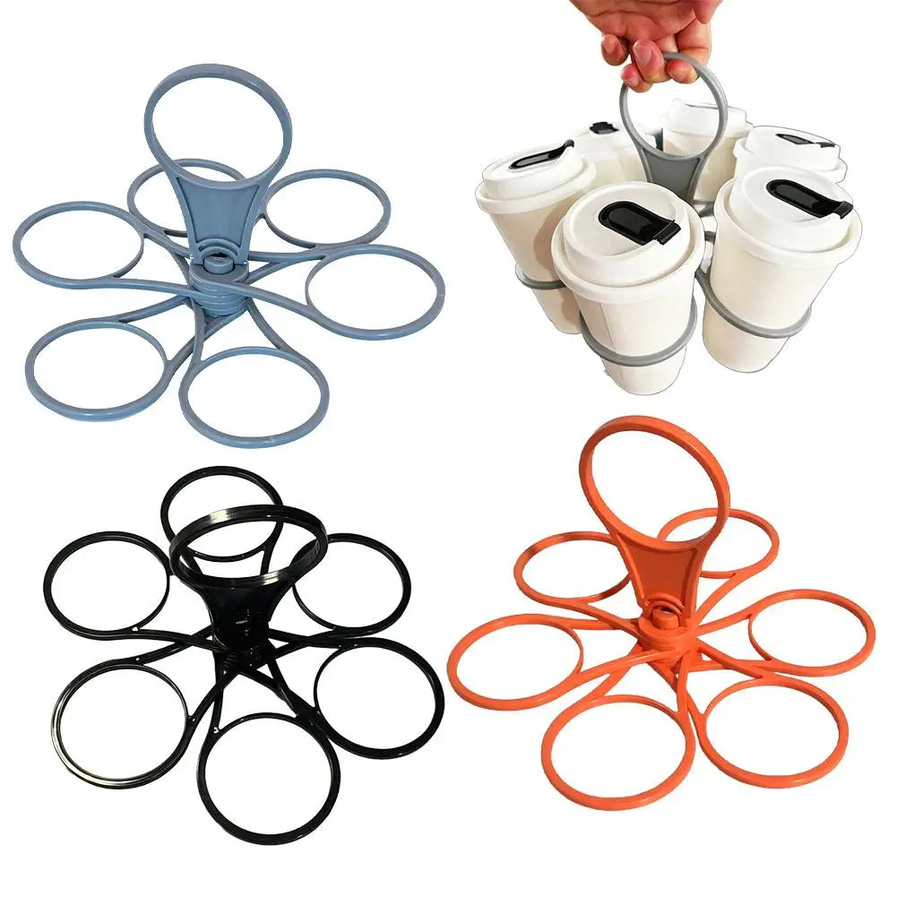 Foldable 6-Cup Drink Carrier Tray | Portable Cup Holder Foldable Cup Carrier QXL