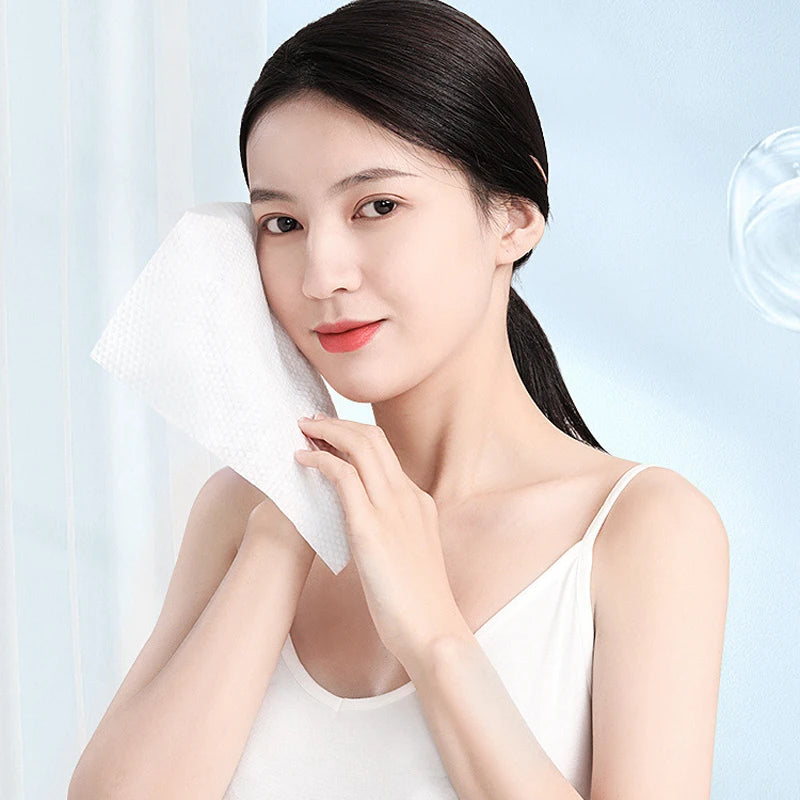 100-Pack Disposable Cotton Face Towels | Soft Facial Cleansing Disposable Face Towels QXL