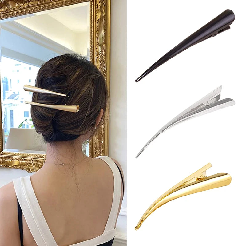 5/10-Pack Long Metal Duckbill Hair Clips | Salon Styling Clamps Hair Styling Clips QXL