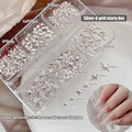 6-Grid Metallic Nail Art Rhinestones | Gold & Silver Charms Nail Art Charms QXL Silver