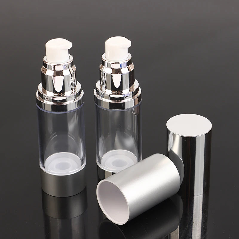 UV Silver Airless Pump Bottles 15/30/50ml | Vacuum Lotion Airless Pump Bottle QXL