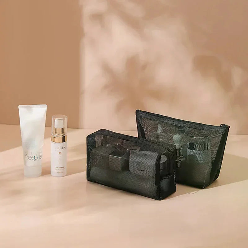 Mesh Cosmetic Bag | Travel Makeup & Toiletry Organizer Pouch Cosmetic Organizer Bag QXL