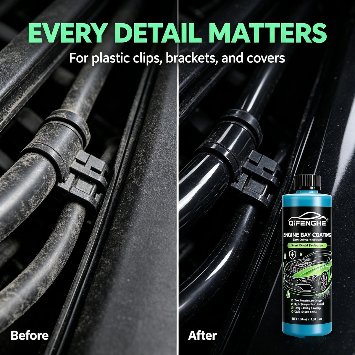 QIFENGHE 100ml Engine Bay Coating | High-Temp Gloss Shield Engine Bay Coating QXL