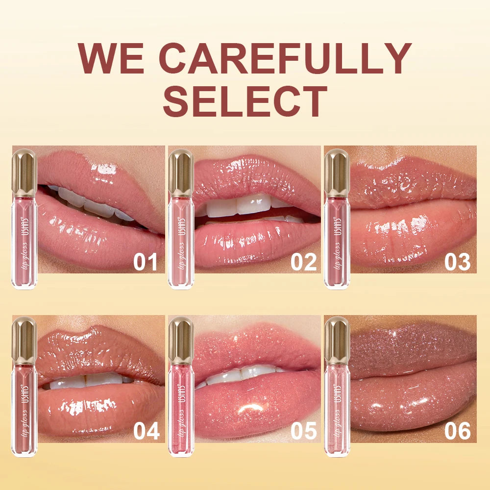 USHAS Glossy Lip Gloss 6 Shades | Mirror Shine & Plumping Lip Gloss QXL