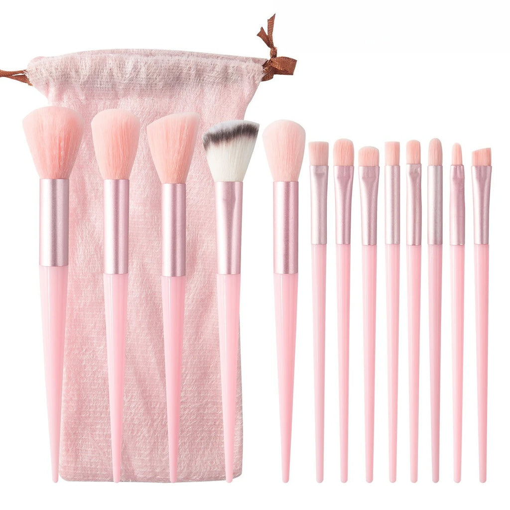 13-Piece Makeup Brush Set with Pouch | Soft Synthetic Bristles Makeup Brush Set QXL Pink