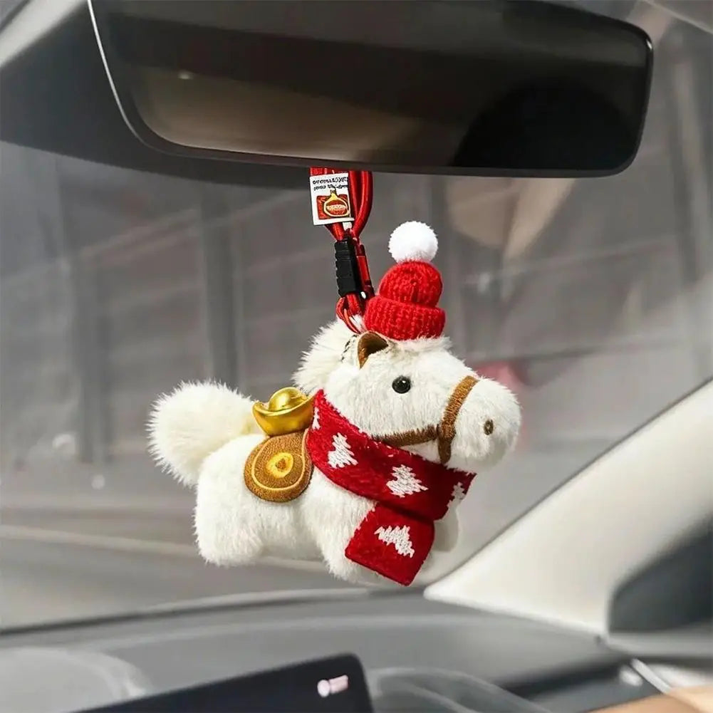 Plush Horse Keychain | Knit Hat Scarf Bag Charm Lucky Gift Plush Keychain Charm QXL
