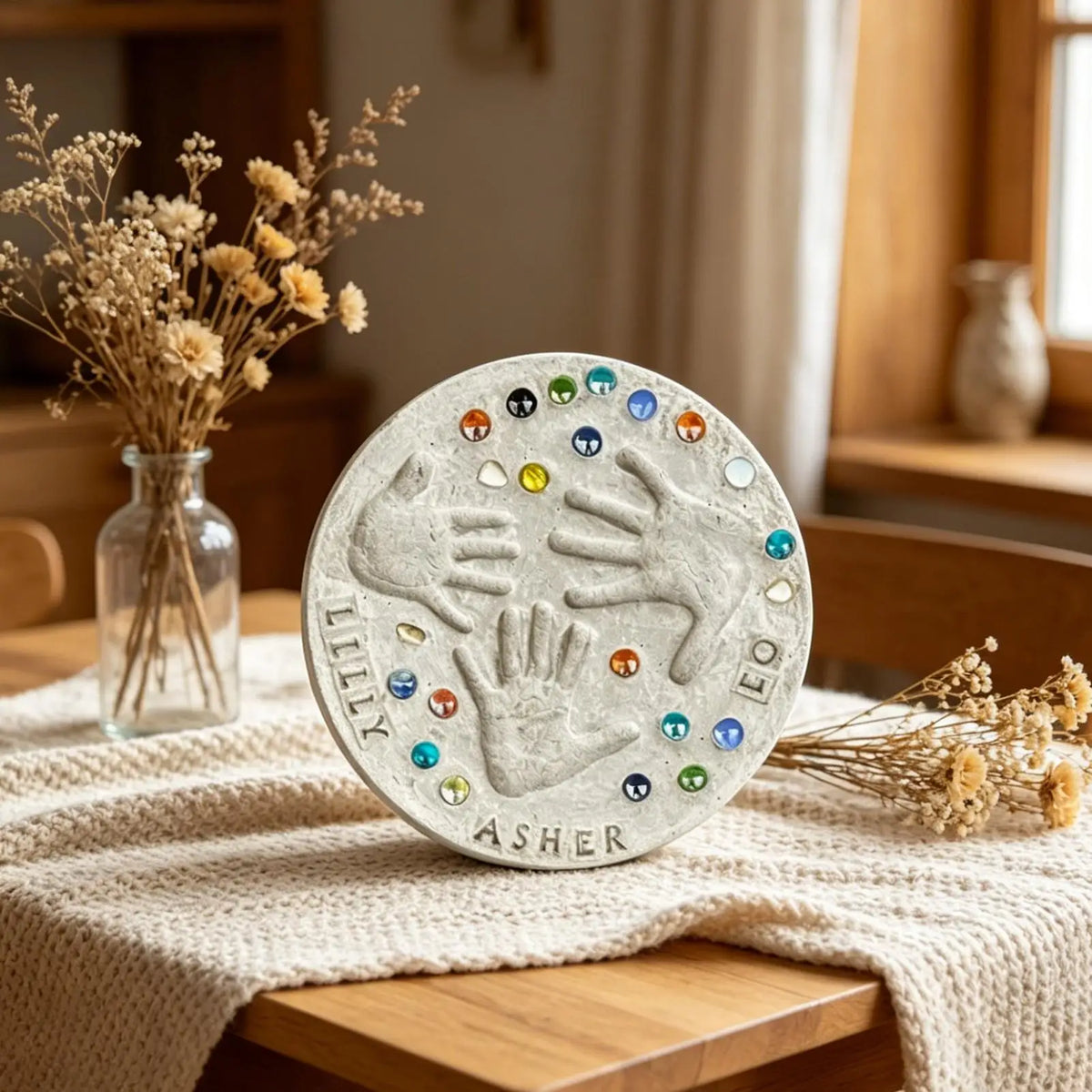 DIY Handprint Stepping Stone Kit with 26 Letter Stamps | Gift DIY Craft Kit QXL