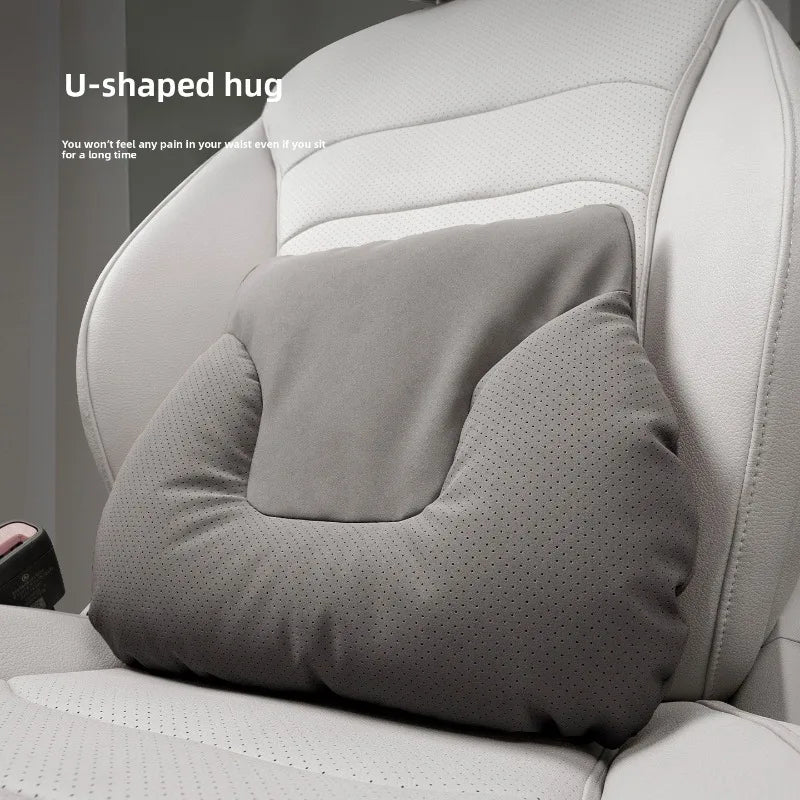Suede Car Neck Pillow & Lumbar Support Cushion Set Car Support Cushion Set QXL