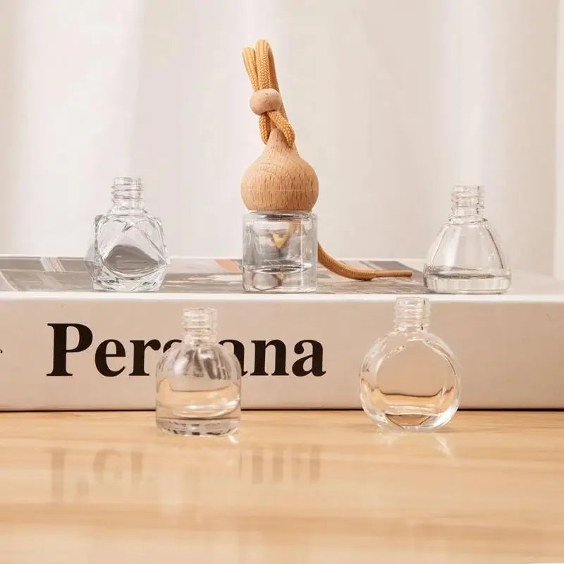 Refillable Car Essential Oil Diffuser Bottle | Glass & Wood Cap Essential Oil Diffuser QXL