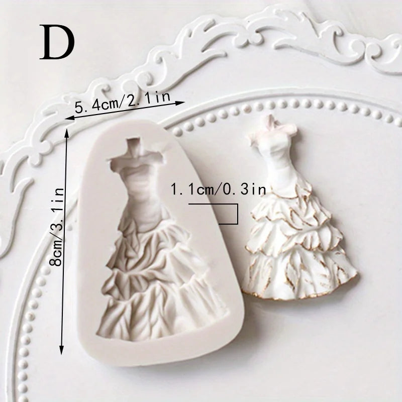Princess Dress Silicone Fondant Mold | Cake Decoration Tool Fondant Cake Mold QXL D