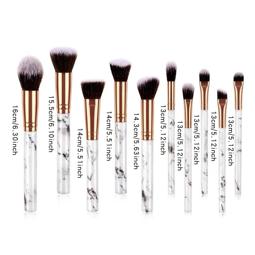 10-Piece Makeup Brush Set | Powder, Eyeshadow & Blush Kit Makeup Brush Set QXL