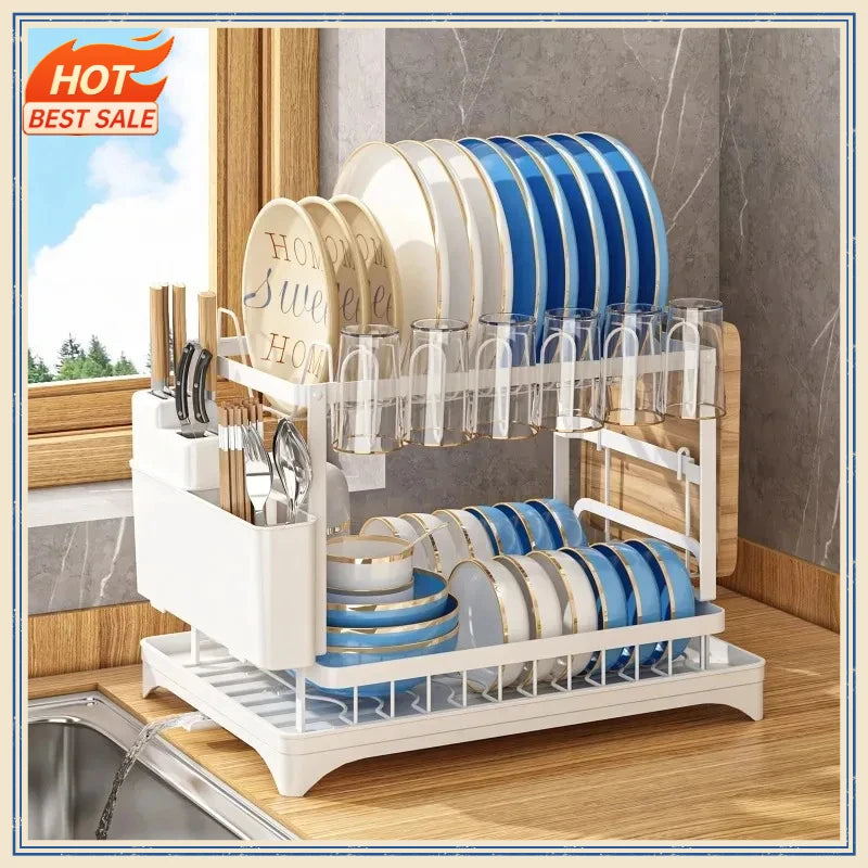 Multifunctional Kitchen Dish Rack & Countertop Drain Shelf Dish Drain Rack QXL