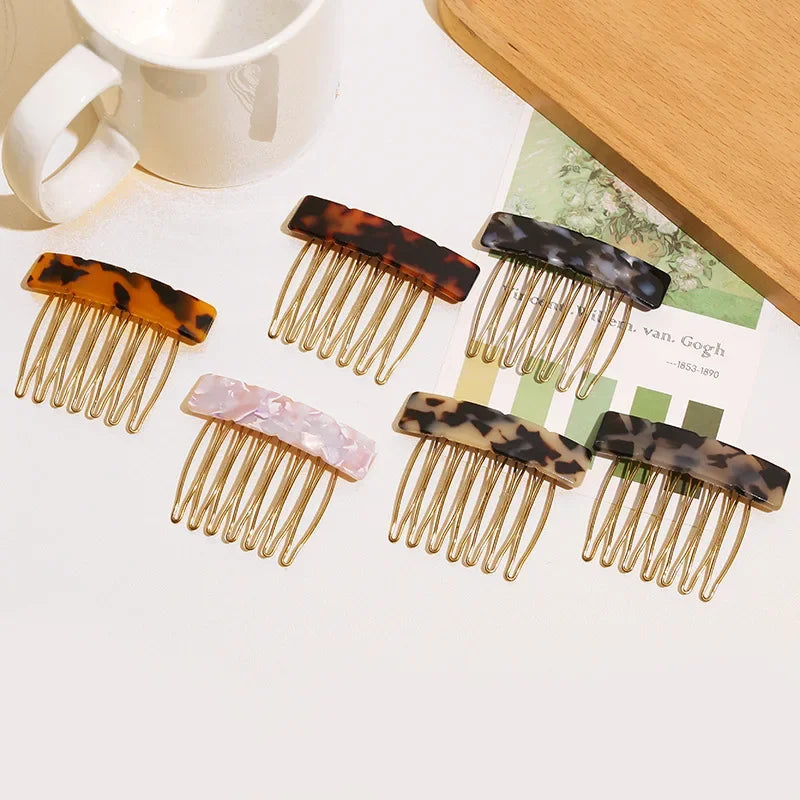Mini Acetic Resin Hair Side Combs – 7 Teeth Strong Hold | 6cm Hair Side Combs QXL