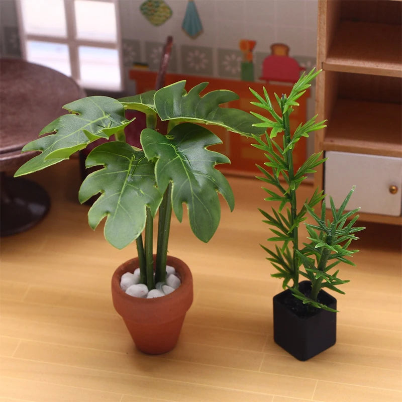 1/12 Dollhouse Miniature Green Plant Potted Decor Ornament Dollhouse Miniature QXL
