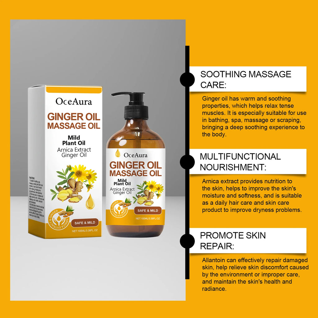 OceAura Ginger Body Massage Oil | Moisturizing & Nourishing 100ml Body Massage Oil QXL