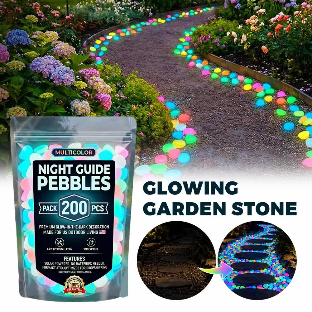 200-Pack Glow in the Dark Garden Pebbles | Luminous Stones Garden Decorative Pebbles QXL