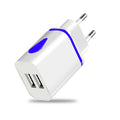 Dual Port USB Wall Charger 2A | EU & US Travel Adapter USB Wall Charger QXL Blue EU Plug