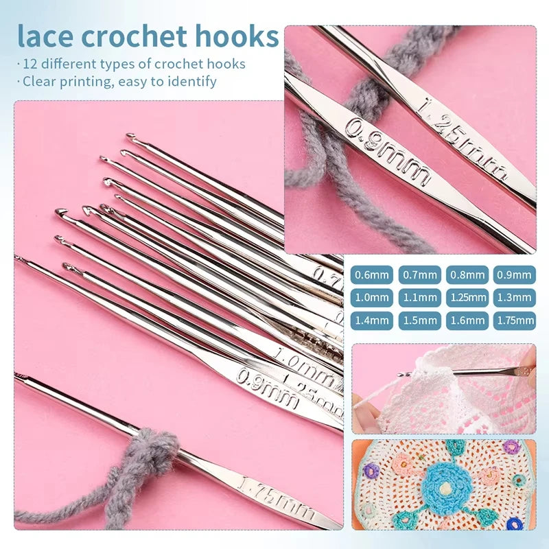 59-Piece Crochet Hook Set with Portable Hanging Storage Bag Crochet Hook Set QXL