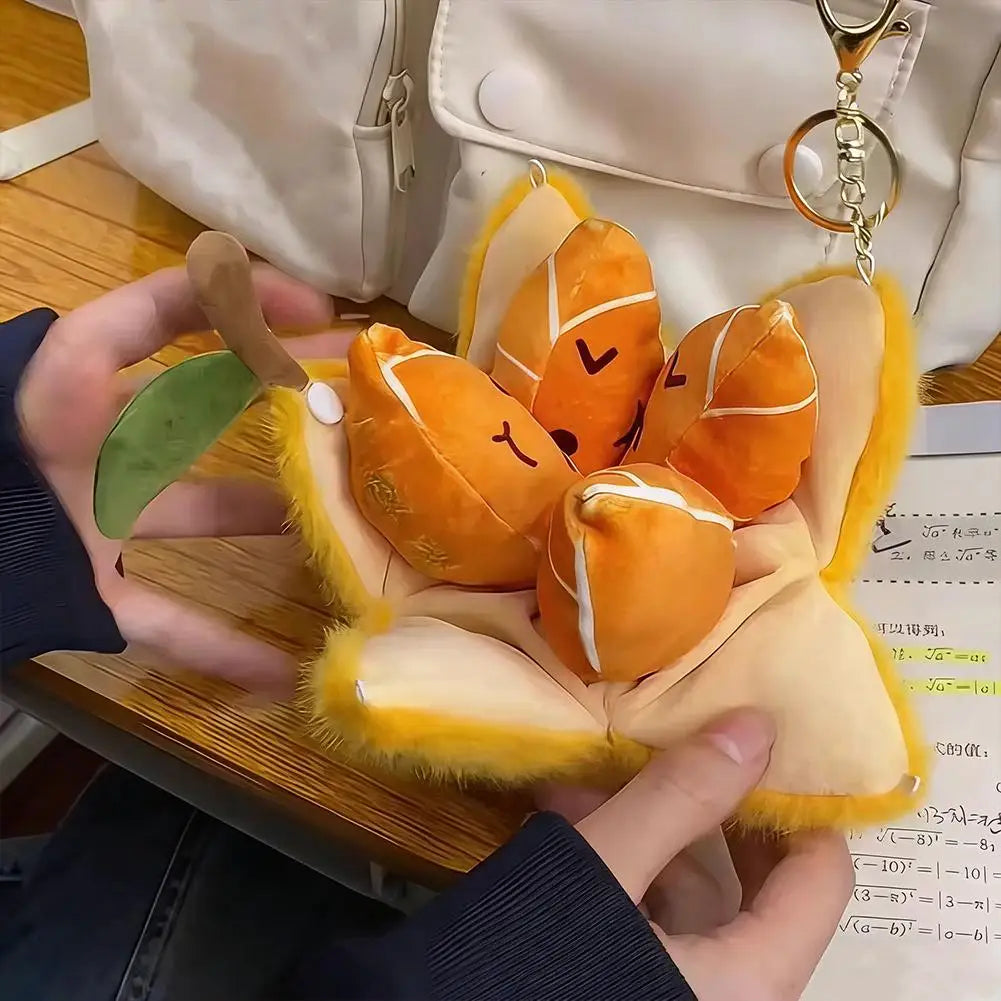 Peelable Orange Plush Keychain Toy | Cute Fruit Stuffed Pendant Plush Keychain Toy QXL