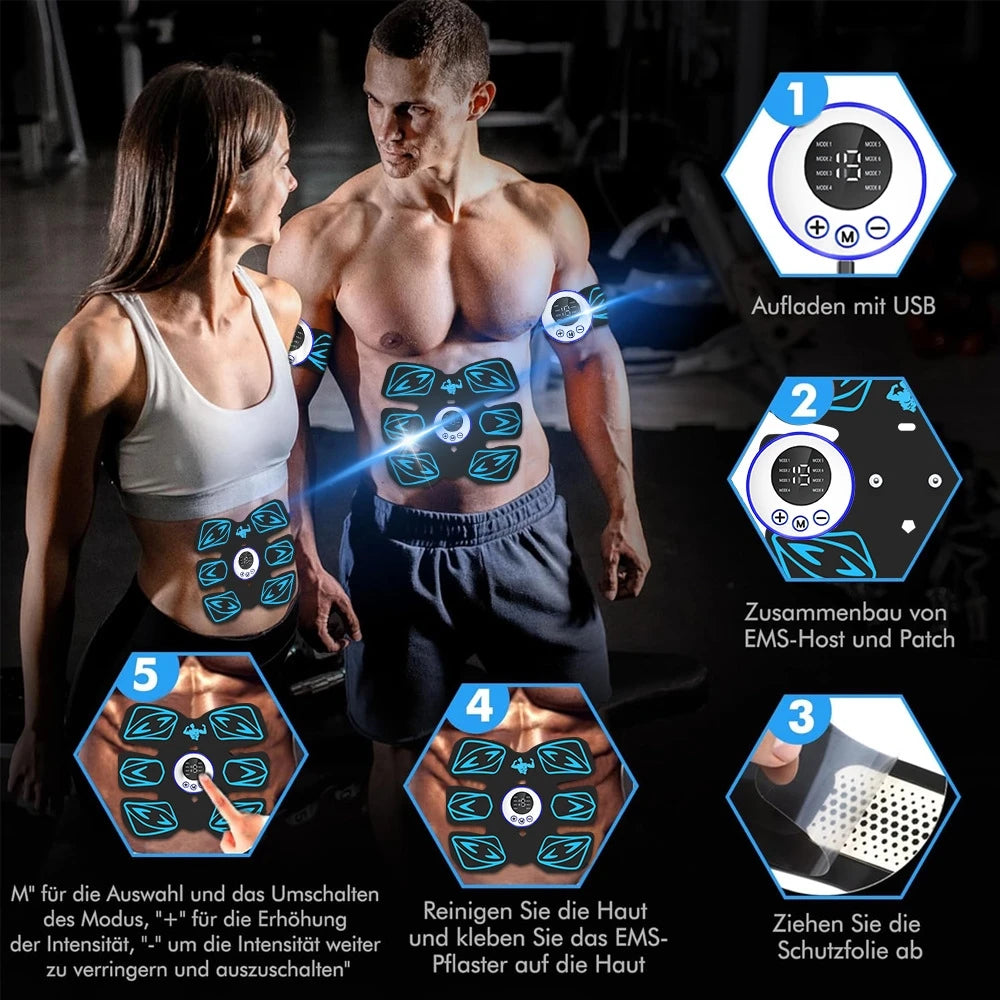 Wireless EMS Abs Stimulator | Rechargeable Core Body Toner EMS Abs Stimulator QXL