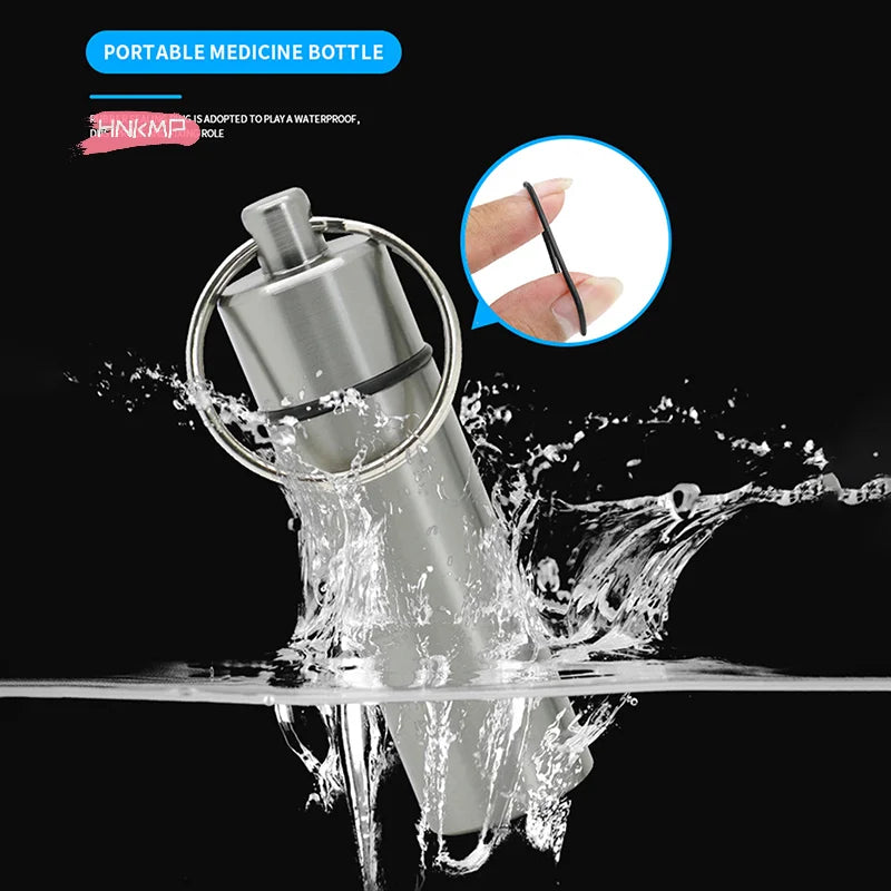 Waterproof Aluminum Pill Box Keychain | Portable Travel Case Pill Box Keychain QXL