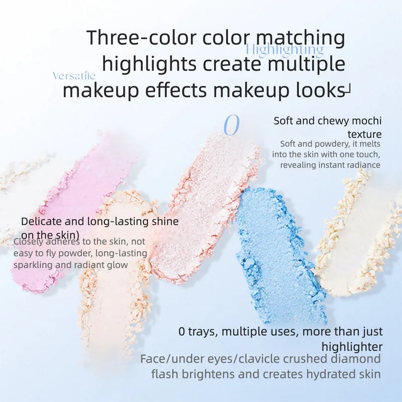 TRUTHKEY Three-Color 3D Face Highlighter Powder – Pearlescent Glow Face Highlighter Powder QXL