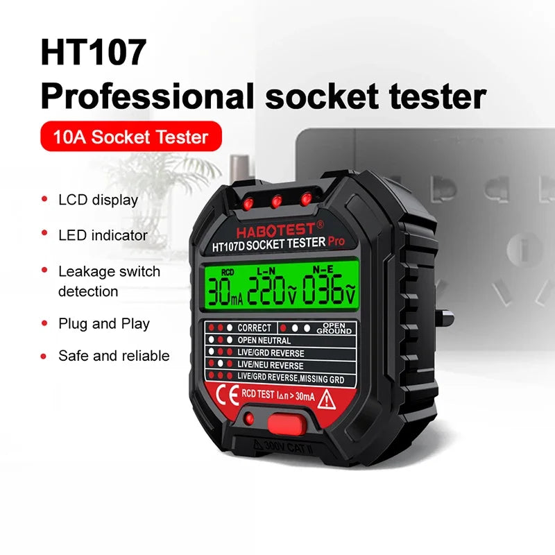 Socket Tester & Outlet Voltage Detector EU US UK | LCD Outlet Socket Tester QXL