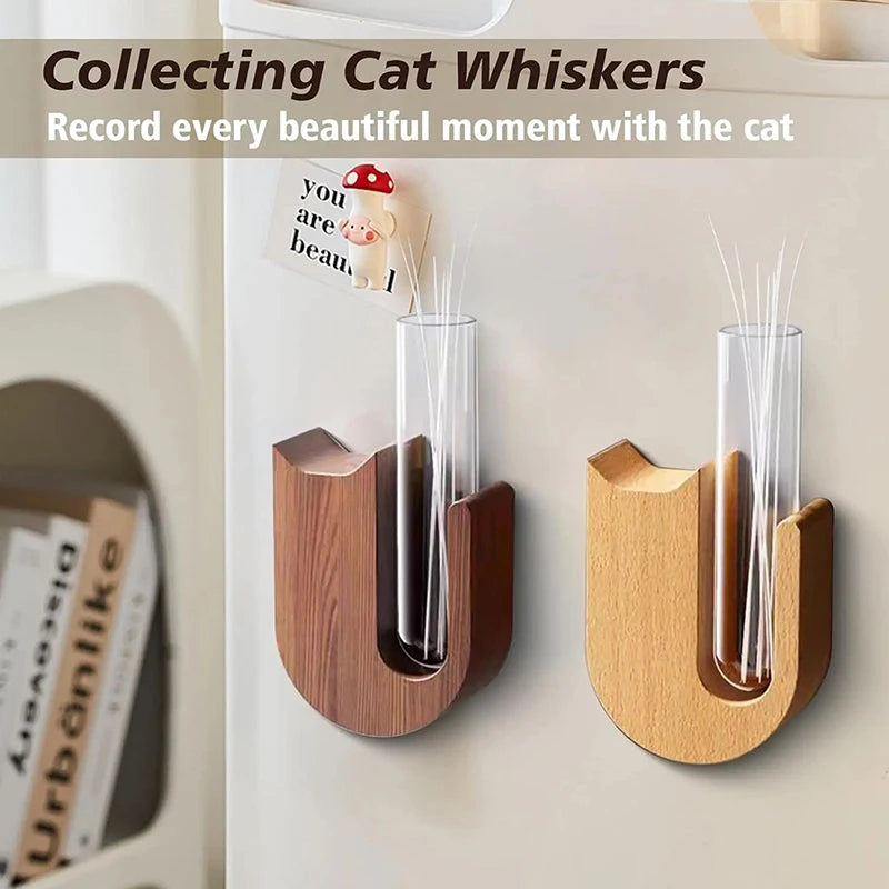 Cat Whisker Collector Vase Fridge Magnet | Wood & Glass Keepsake Pet Whisker Keepsake QXL